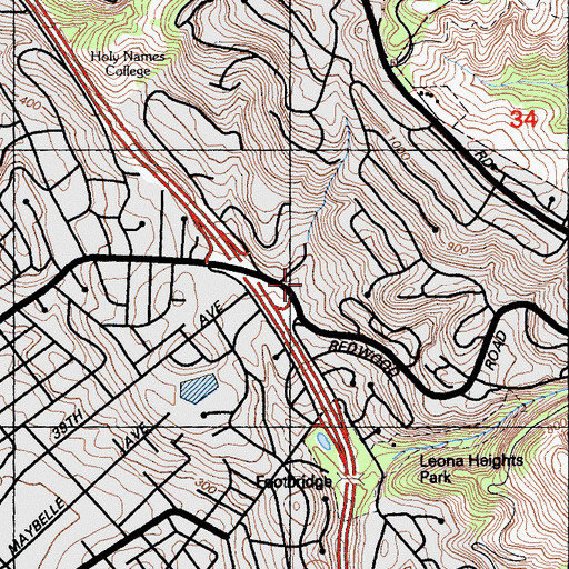 Topographic Map of Lincoln Square Shopping Center, CA