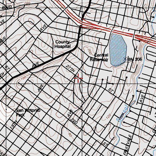 Topographic Map of Manzanita Recreation Center, CA