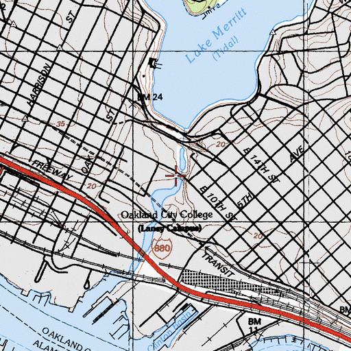 Topographic Map of Oakland Schools Administration Building, CA