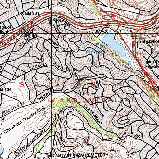 Topographic Map of Ostrander Park, CA