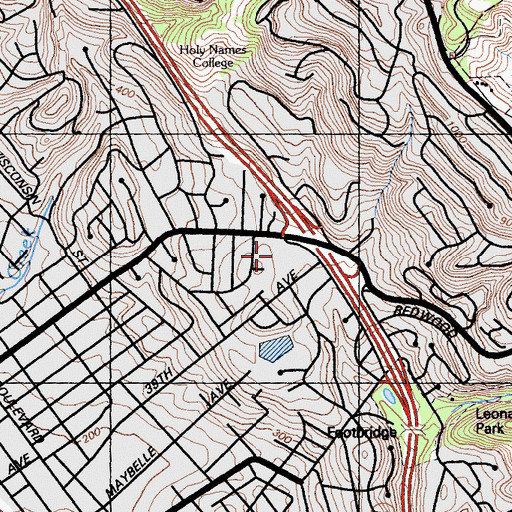 Topographic Map of Redwood Heights Recreation Center, CA