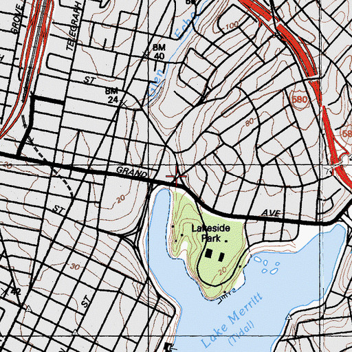 Topographic Map of Saint Paul's Episcopal Elementary School, CA