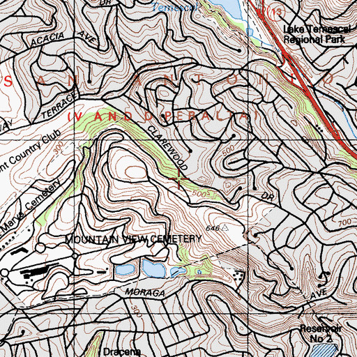 Topographic Map of Saint Theresa Elementary School, CA