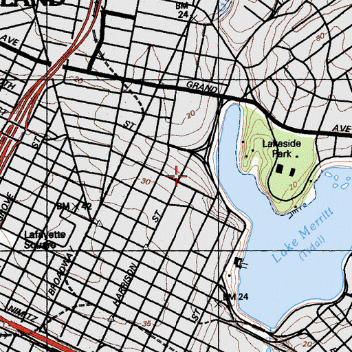 Topographic Map of Snow Park, CA