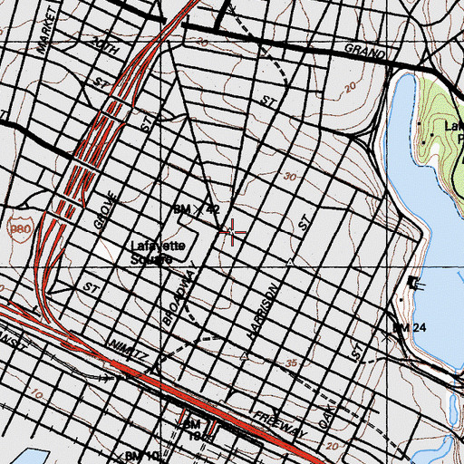 Topographic Map of Station B Oakland Post Office, CA