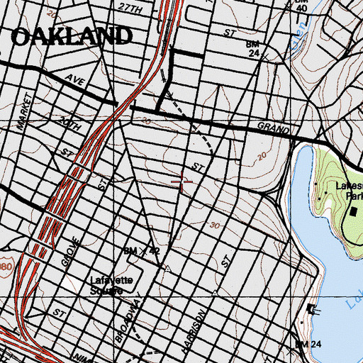 Topographic Map of Station C Oakland Post Office, CA