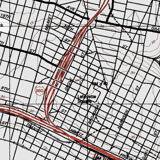 Topographic Map of Station D Oakland Post Office, CA