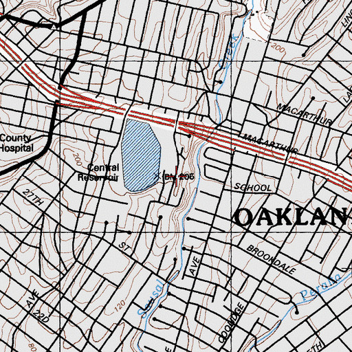 Topographic Map of W D Wood Park, CA