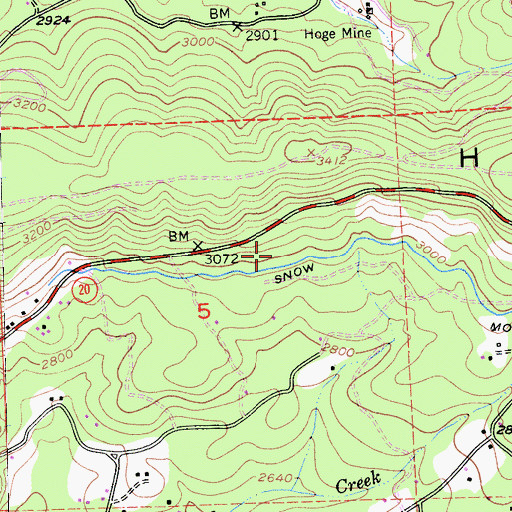 Topographic Map of East Harmony Mine, CA