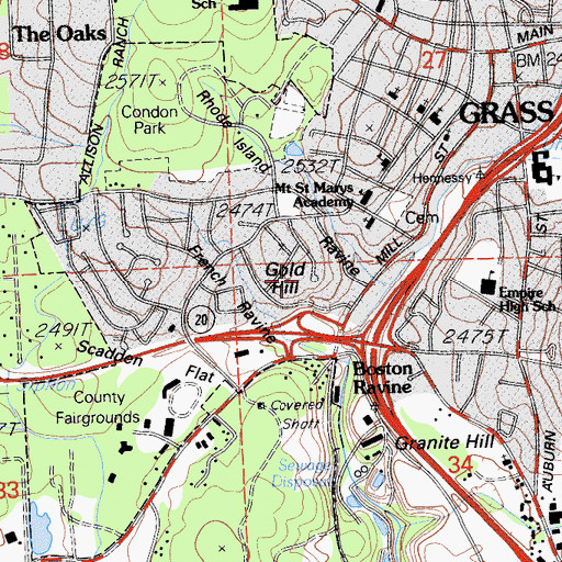 Topographic Map of Gold Hill Mine, CA