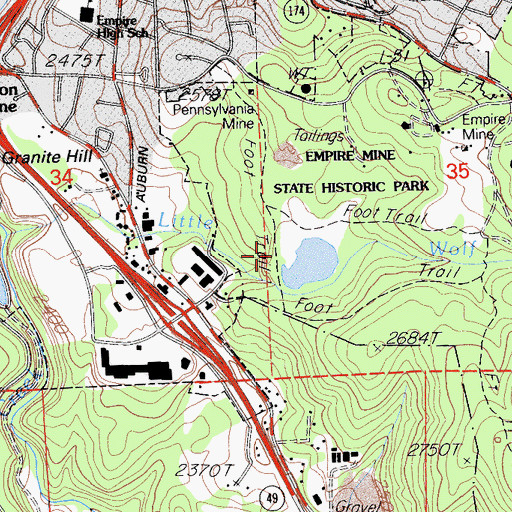 Topographic Map of Golden Treasure Mine, CA