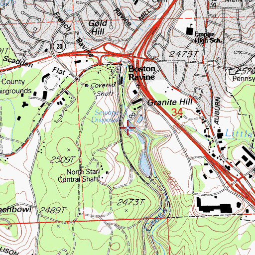 Topographic Map of Granite Hill Mine, CA