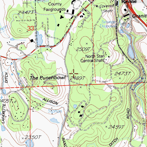 Topographic Map of Hudson Bay Mine, CA