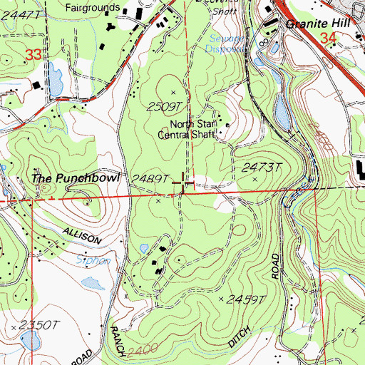 Topographic Map of New Rocky Bar Mine, CA