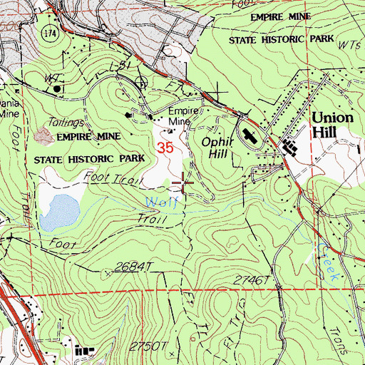 Topographic Map of Orleans Mine, CA