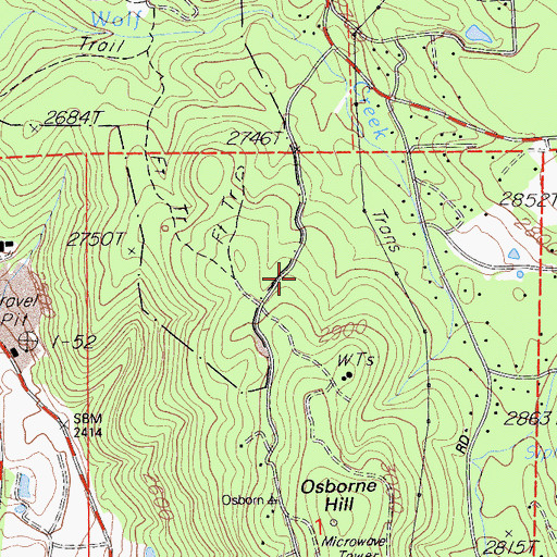 Topographic Map of Osborne Hill Mine, CA
