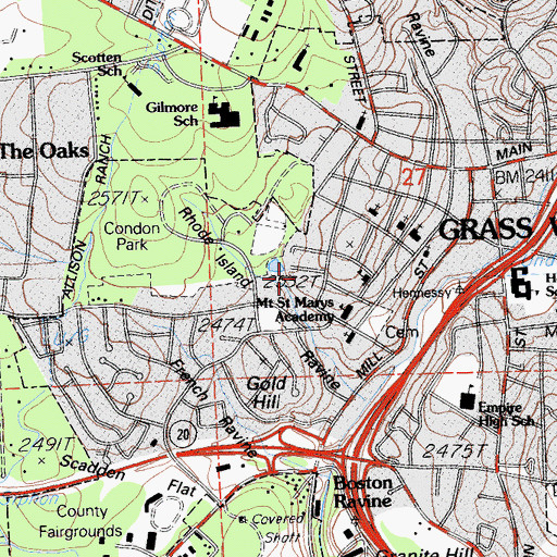 Topographic Map of Peabody Mine, CA