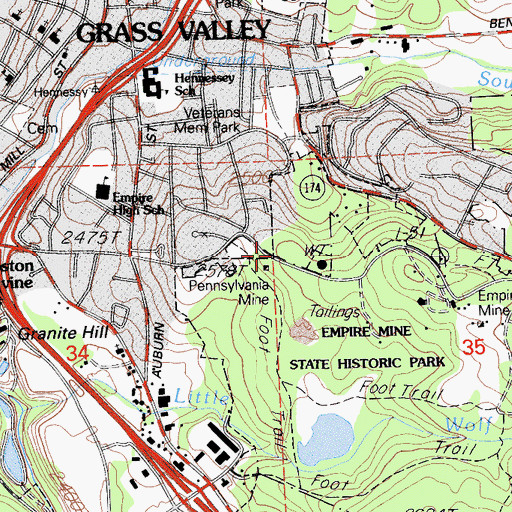 Topographic Map of Telegraph Mine, CA