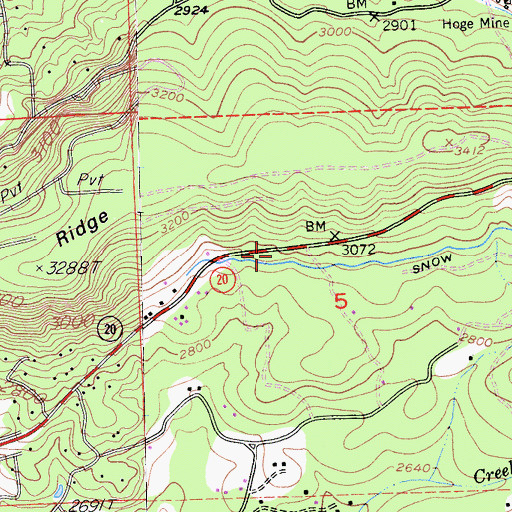Topographic Map of West Harmony Mine, CA