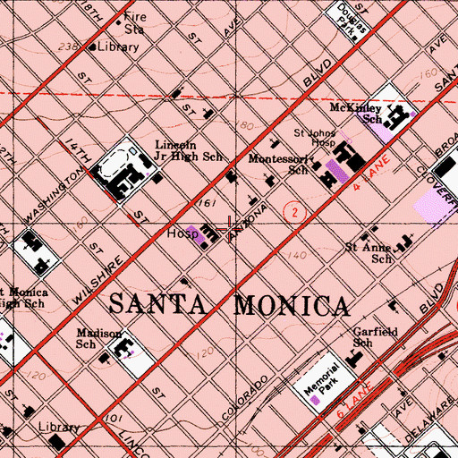 Topographic Map of Arizona Convalescent Hospital, CA