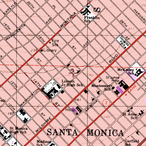 Topographic Map of Beth Sholom Temple, CA