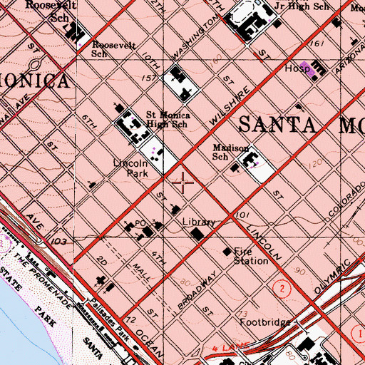 Topographic Map of Boys Club of Santa Monica, CA