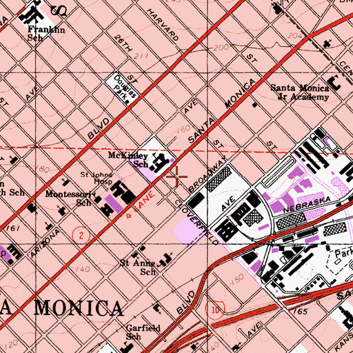 Topographic Map of Broadway Park, CA