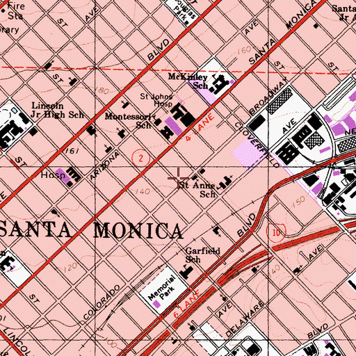 Topographic Map of Calvary Baptist Church, CA