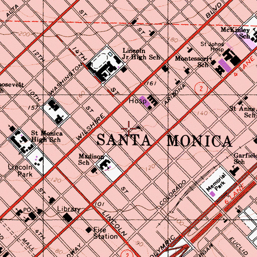 Topographic Map of Central Assembly of God Church, CA