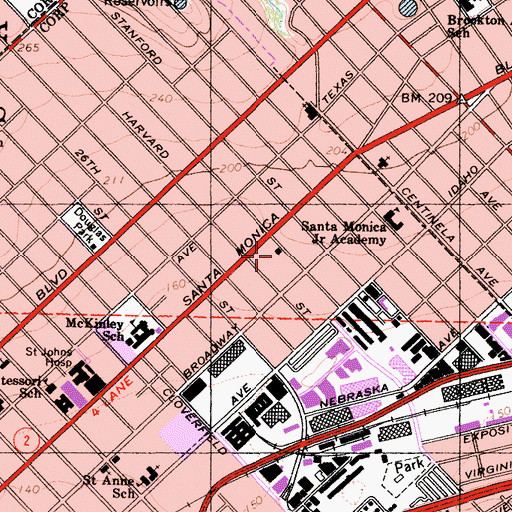 Topographic Map of Christian and Missionary Alliance Church, CA