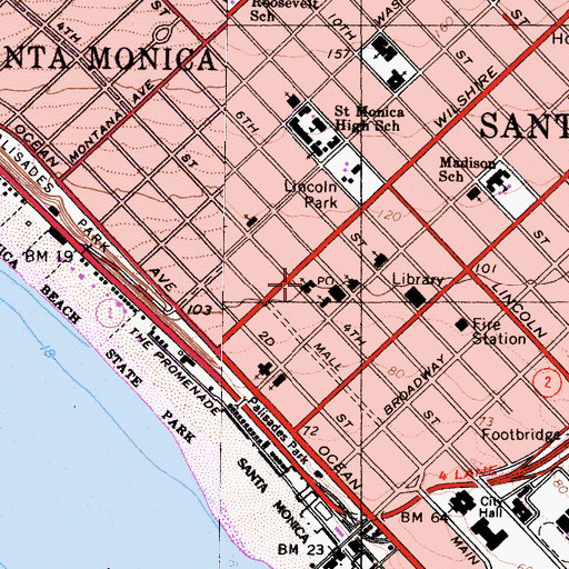 Topographic Map of Church of Saint Augustine By-The-Sea, CA