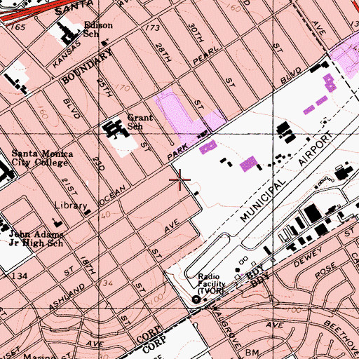 Topographic Map of Clover Park, CA