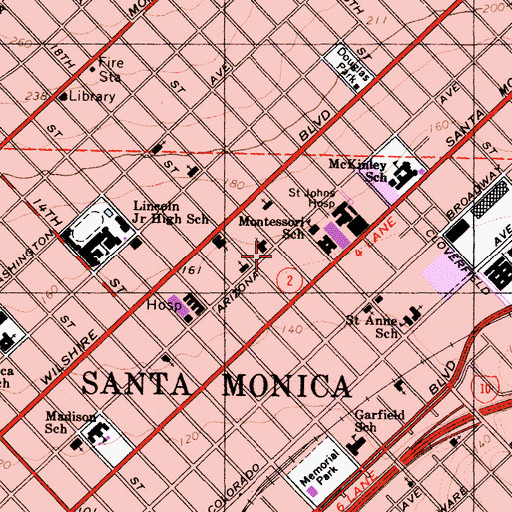 Topographic Map of City of Santa Monica Fire Department Station 3, CA