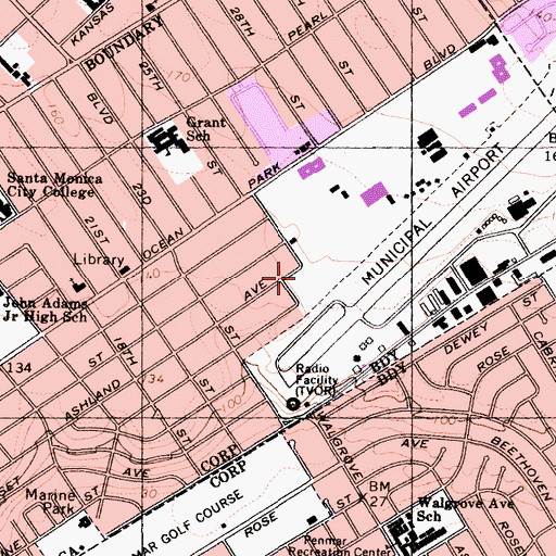 Topographic Map of City of Santa Monica Fire Department Station 5, CA