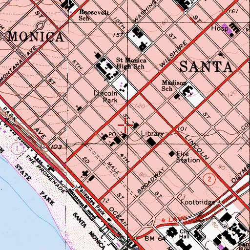 Topographic Map of First Christian Church, CA