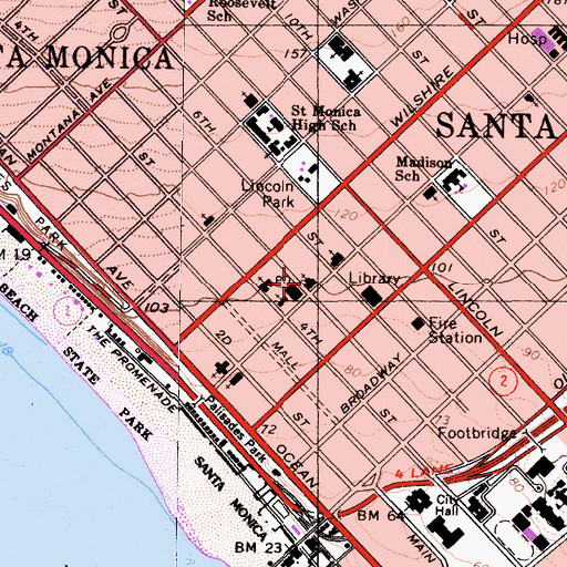 Topographic Map of First Church of Christ Scientist, CA