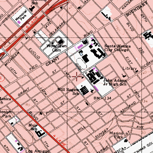Topographic Map of First Southern Baptist Church, CA