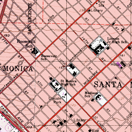 Topographic Map of First United Methodist Church of Santa Monica, CA