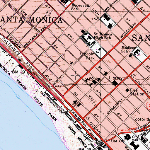 Topographic Map of Getty Center for the History of Art and the Humanities, CA