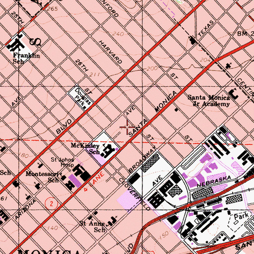 Topographic Map of Jewish Community Center, CA
