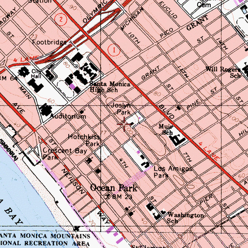 Topographic Map of Joslyn Park Community Building, CA