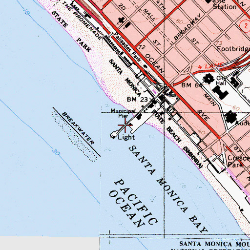 Topographic Map of Newcomb Pier, CA