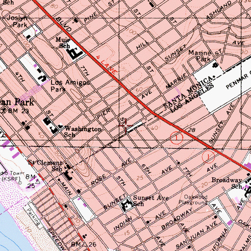 Topographic Map of Ozone Park, CA