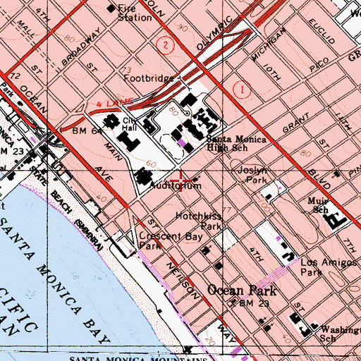 Topographic Map of Phillips Chapel Christian Methodist Episcopal Church, CA