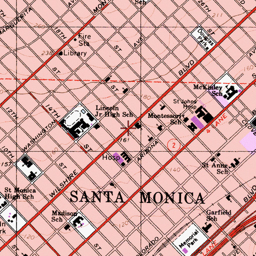 Topographic Map of Pilgrim Lutheran Church, CA