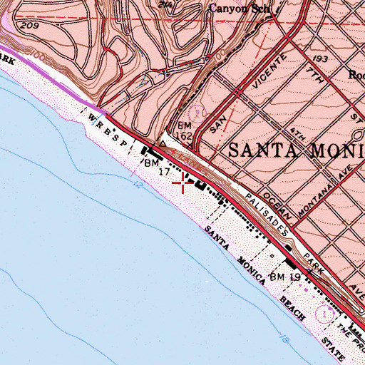 Topographic Map of Sand and Sea Club, CA