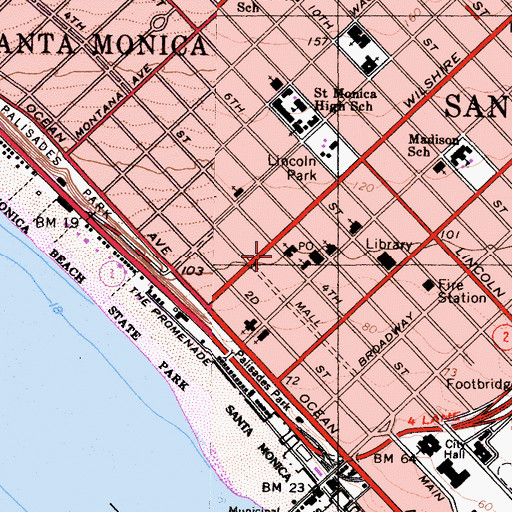 Topographic Map of Santa Monica Bay Womans Club, CA