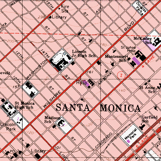Topographic Map of Santa Monica University of California Los Angeles Orthopaedic and Medical Center, CA