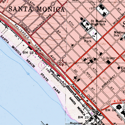 Topographic Map of Santa Monica Medical Center, CA