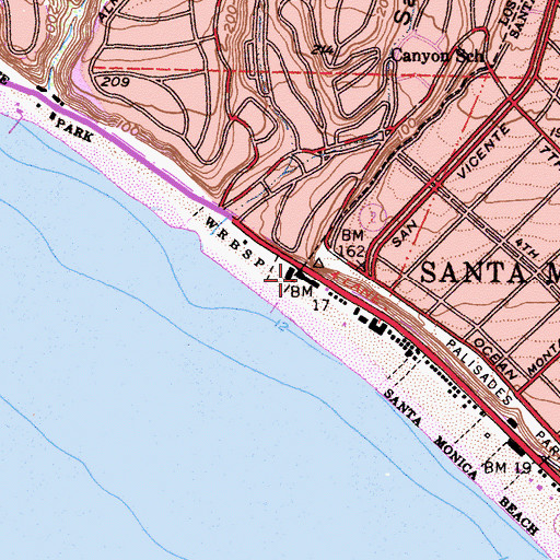 Topographic Map of The Beach Club, CA